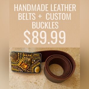 Handmade Leather Belt with Custom Buckle